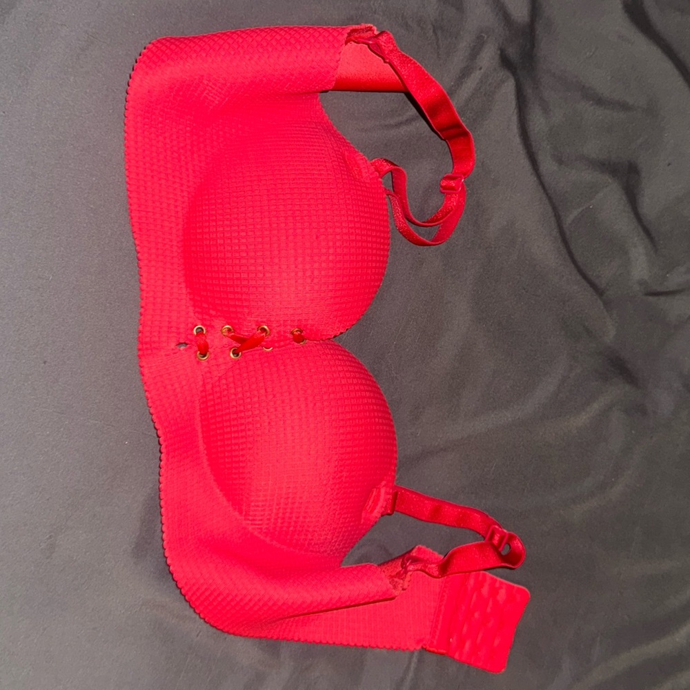 Red Lace-Up Women's Bra